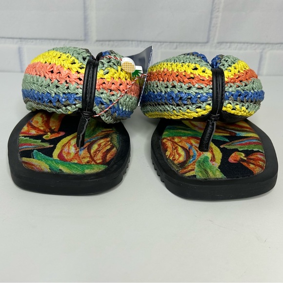 Farm Rio Black Banana Puffy Crochet Flip Flop size 7 - Picture 3 of 10